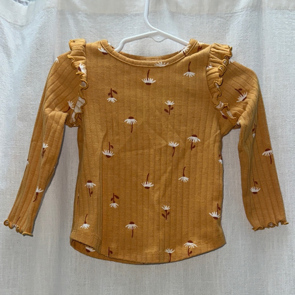Cat & Jack Golden Floral Ruffle Long Sleeve Tee